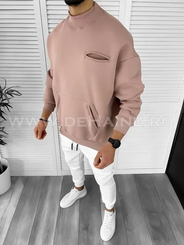 Hanorac barbati roz pudra slim fit K226 37-2